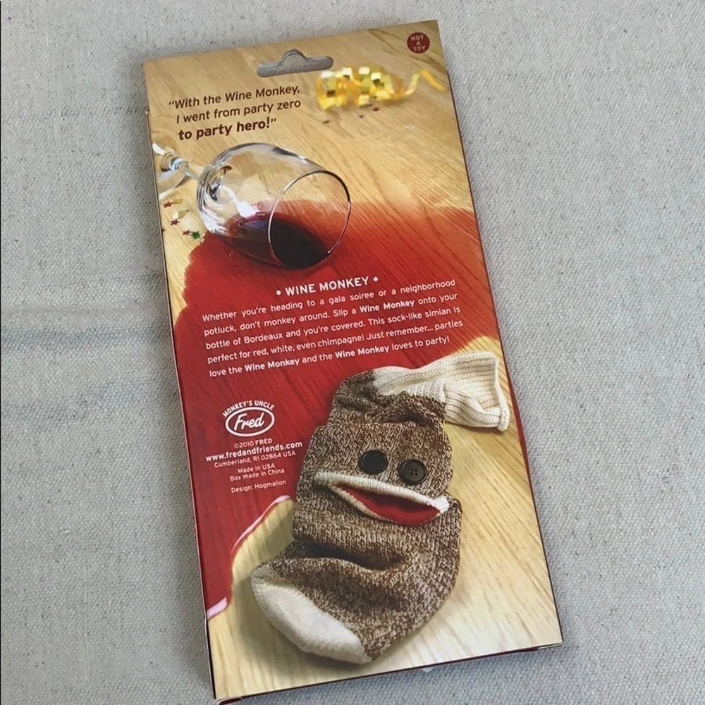 Fred Wine Monkey Sock Monkey Wine Gift Bag
